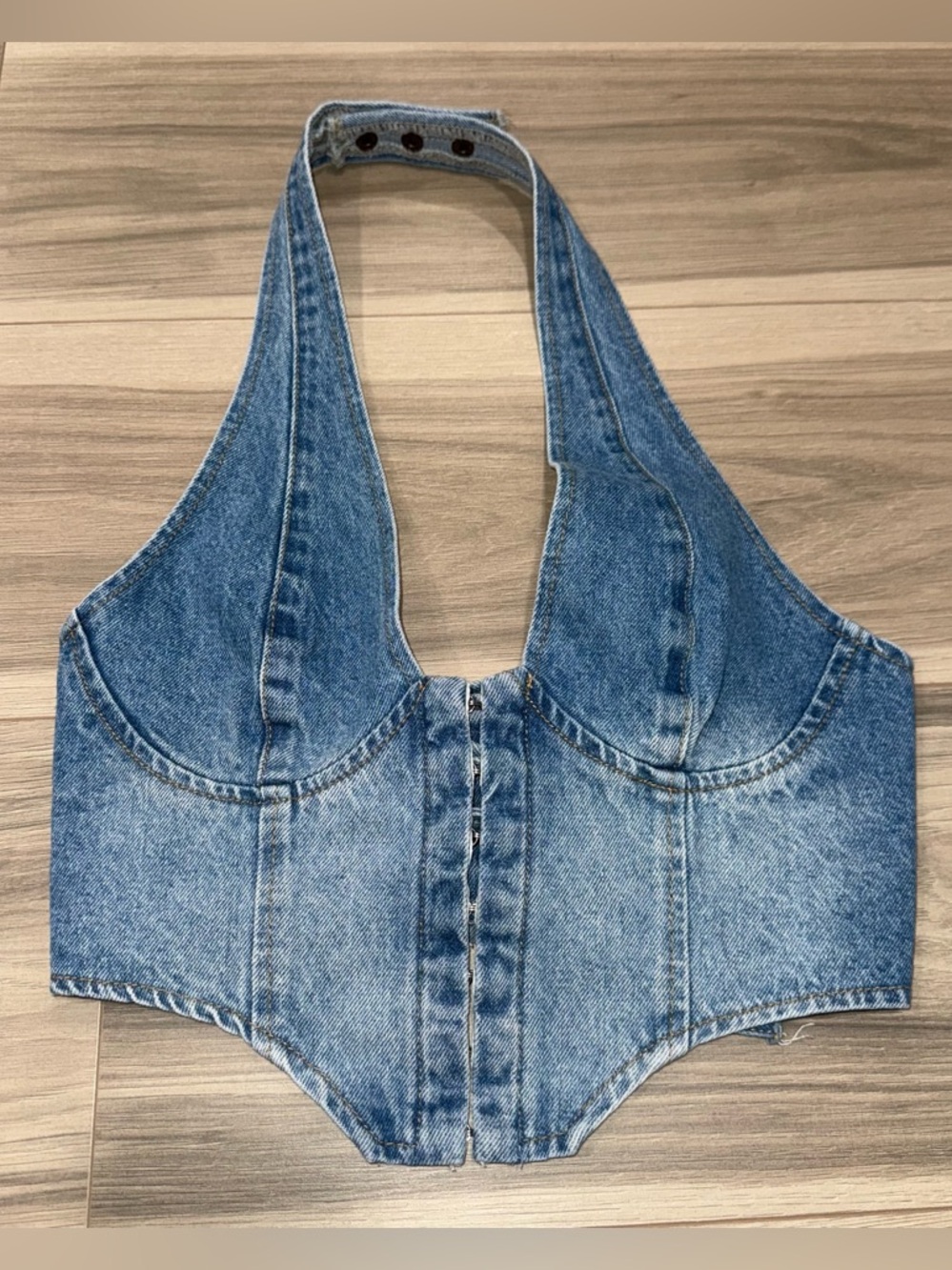 Edikted Katrina lace up denim corset top